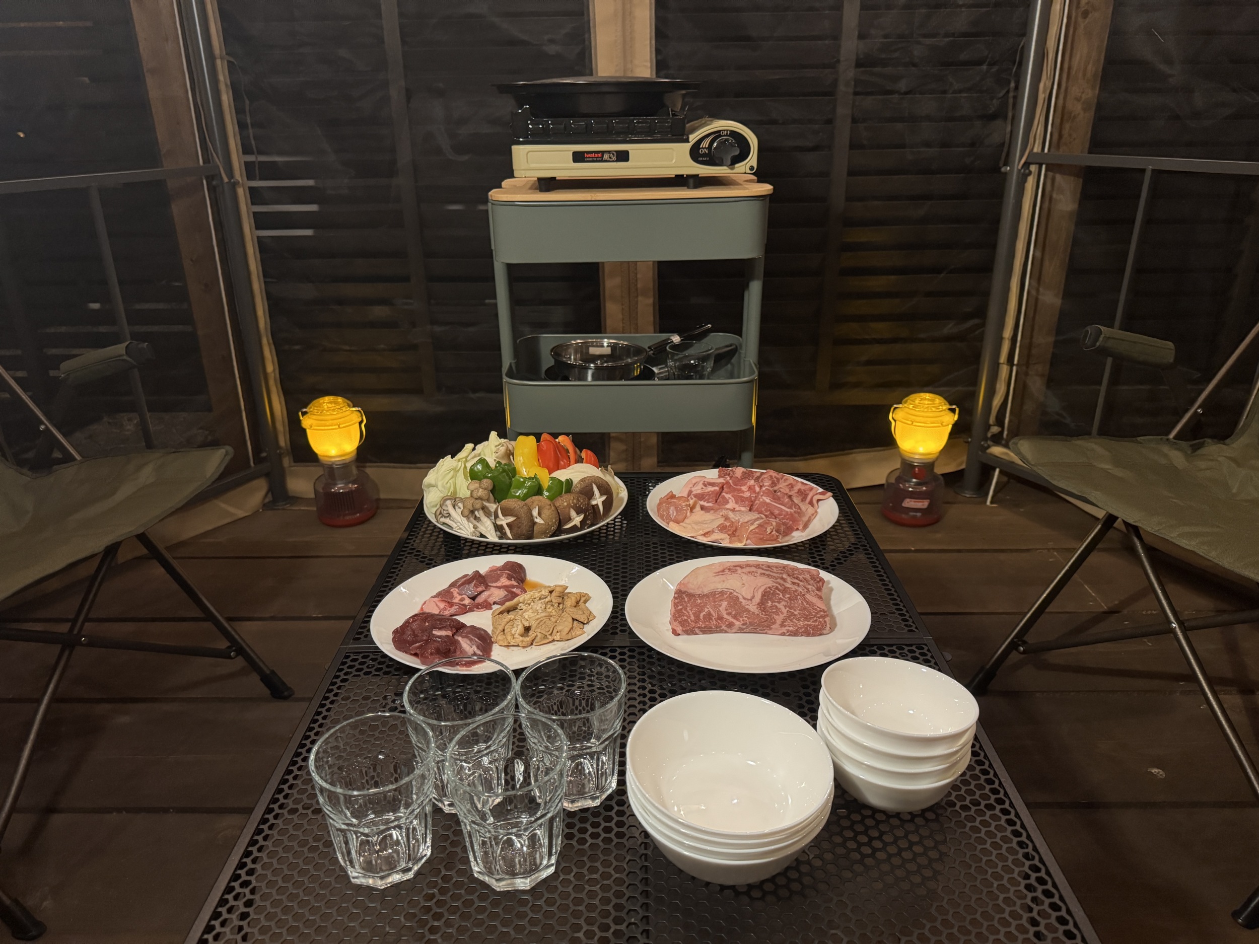実際の食材とBBQ設備の提供例